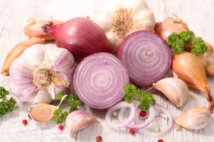 Onions and garlic